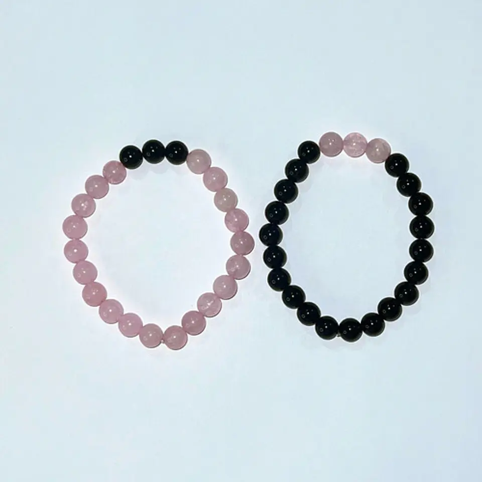 2 Pulsera De Piedras Naturales Onix Cuarzo Volcanita Pareja 14