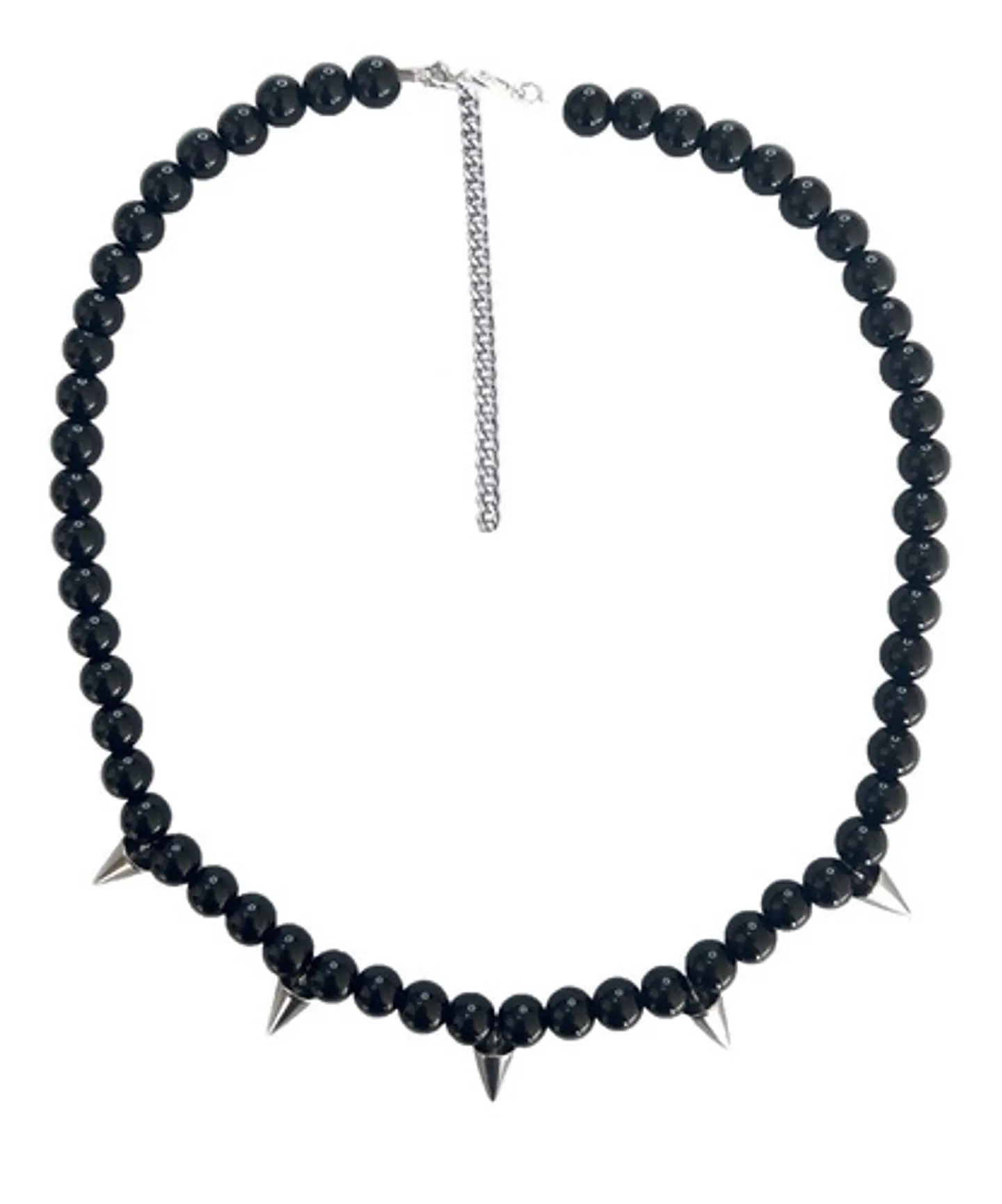 Gargantilla Perlas De Rio Natural Y Onix Conos Acero De Moda 5