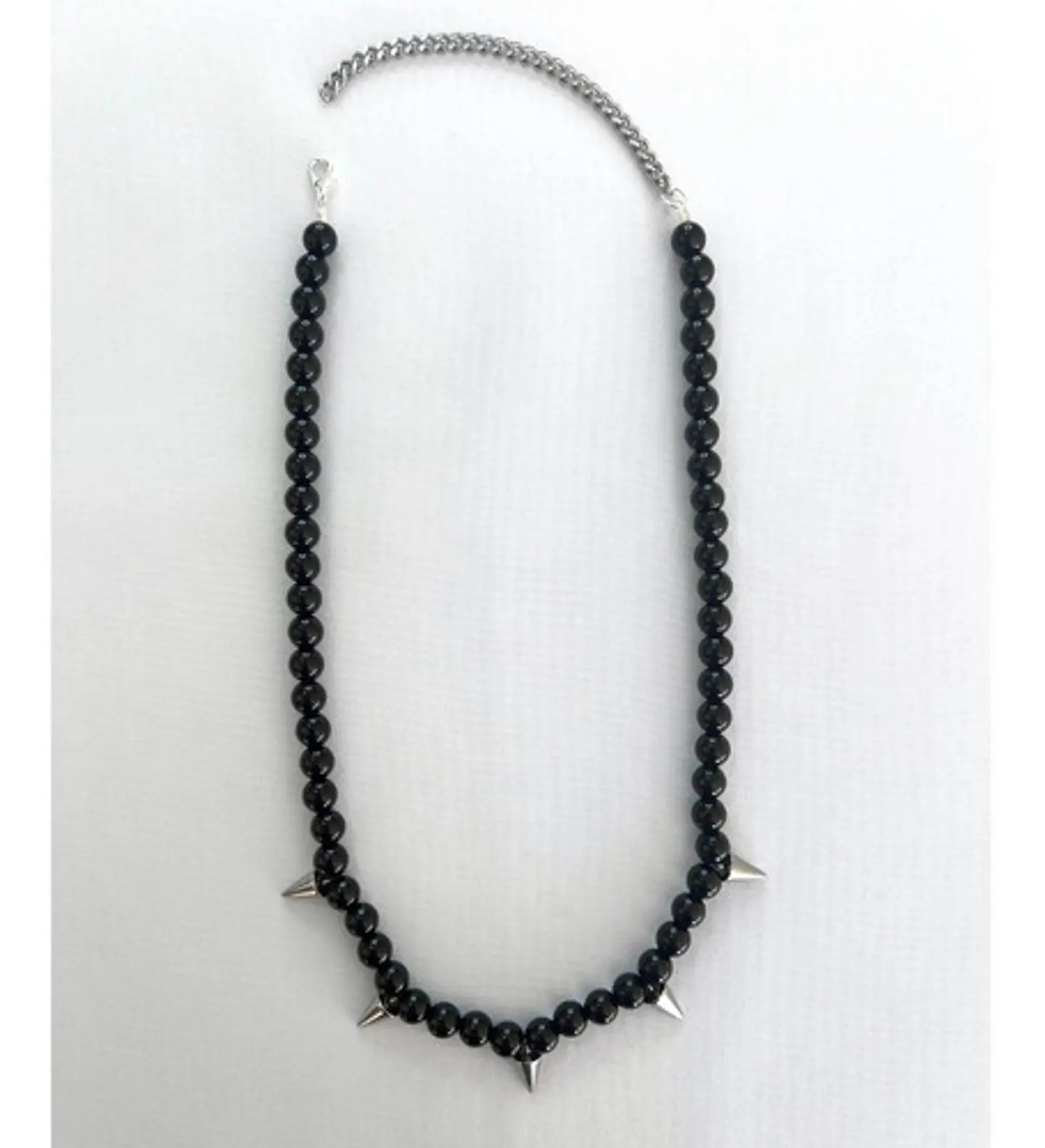 Gargantilla Perlas De Rio Natural Y Onix Conos Acero De Moda 9