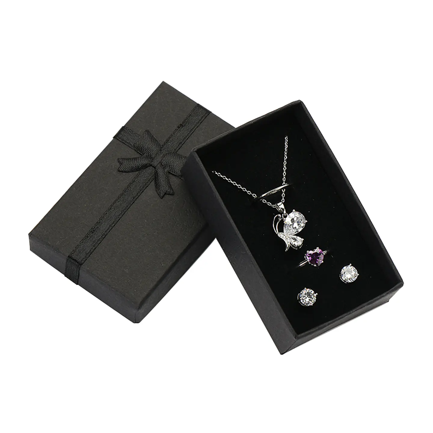 Caja De Regalo 5x8 Cm Negra Para Conjunto Joyas 2