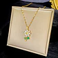 Collar Flor Planta Cadena En Acero Inoxidable - Bañado Oro 18k - Miniatura 3