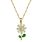 Collar Flor Planta Cadena En Acero Inoxidable - Bañado Oro 18k - Miniatura 1