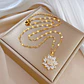 Collar Flor Girasol Cadena - Acero Inoxidable Bañado Oro 18k - Miniatura 4