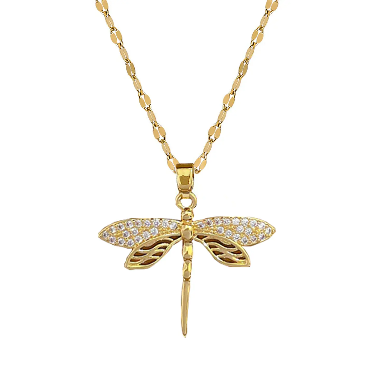 Collar Libélula Cadena En Acero Inoxidable - Bañado Oro 18k 1