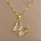 Collar Mariposa Cristal - Acero Inoxidable Bañado En Oro 18k - Miniatura 4