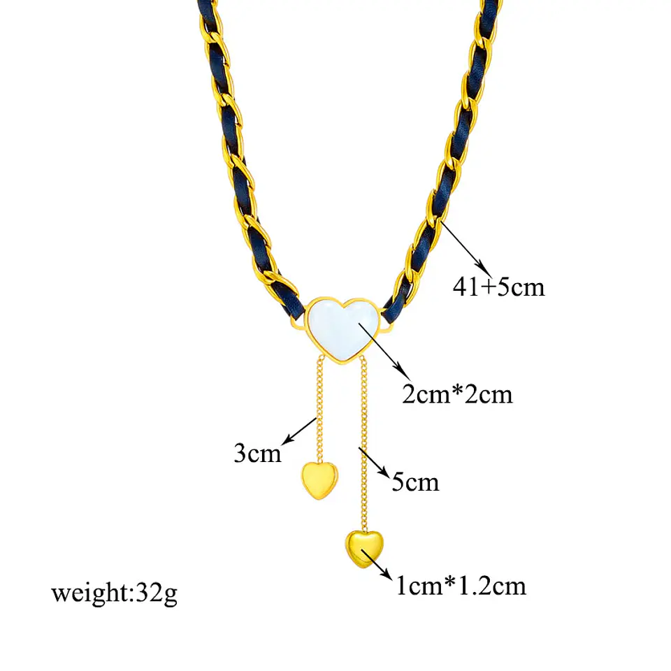 Choker Borla De Corazón - Collar Acero Inoxidable Bañado En Oro 18k 6