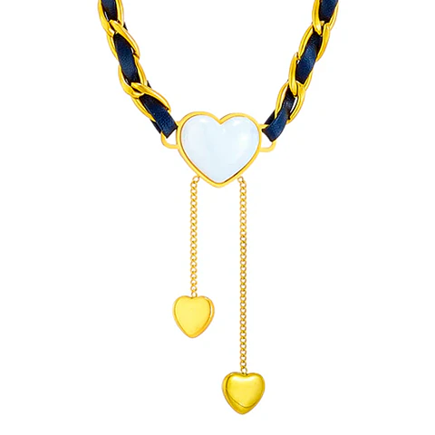 Choker Borla De Corazón - Collar Acero Inoxidable Bañado En Oro 18k