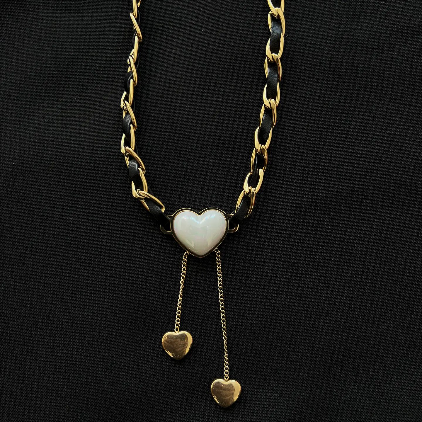 Choker Borla De Corazón - Collar Acero Inoxidable Bañado En Oro 18k 5