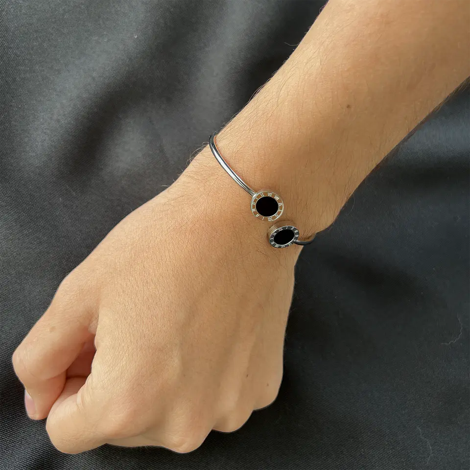 Brazalete - Pulseras Abierta Número Romano Acero Inoxidable 3