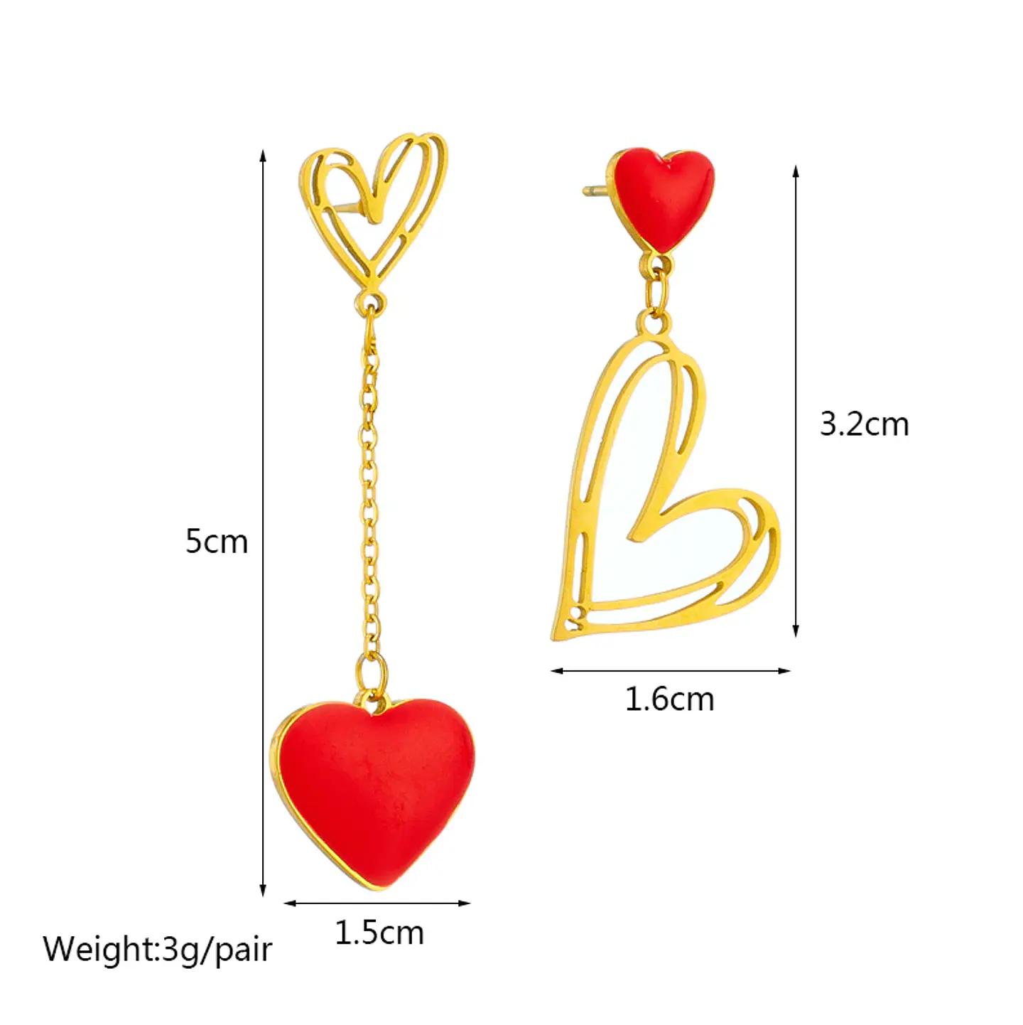 Aros Desigual Corazón Colgantes - Acero Bañado En Oro 18k 2