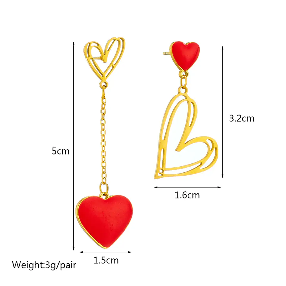 Aros Desigual Corazón Colgantes - Acero Bañado En Oro 18k 2