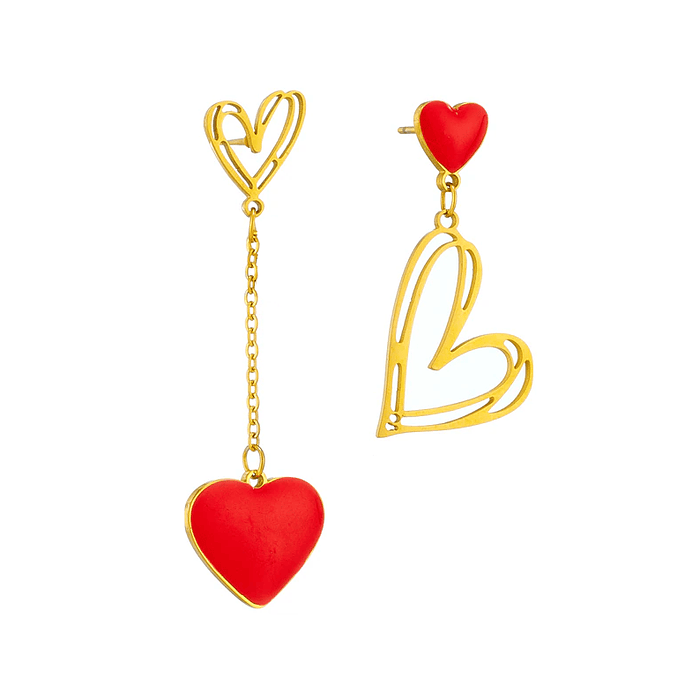 Aros Desigual Corazón Colgantes - Acero Bañado En Oro 18k 1