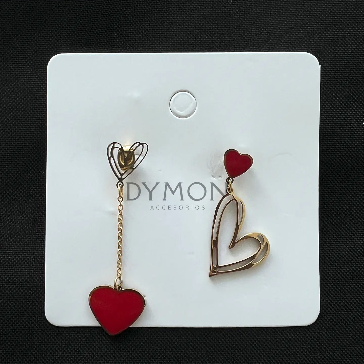 Aros Desigual Corazón Colgantes - Acero Bañado En Oro 18k 4