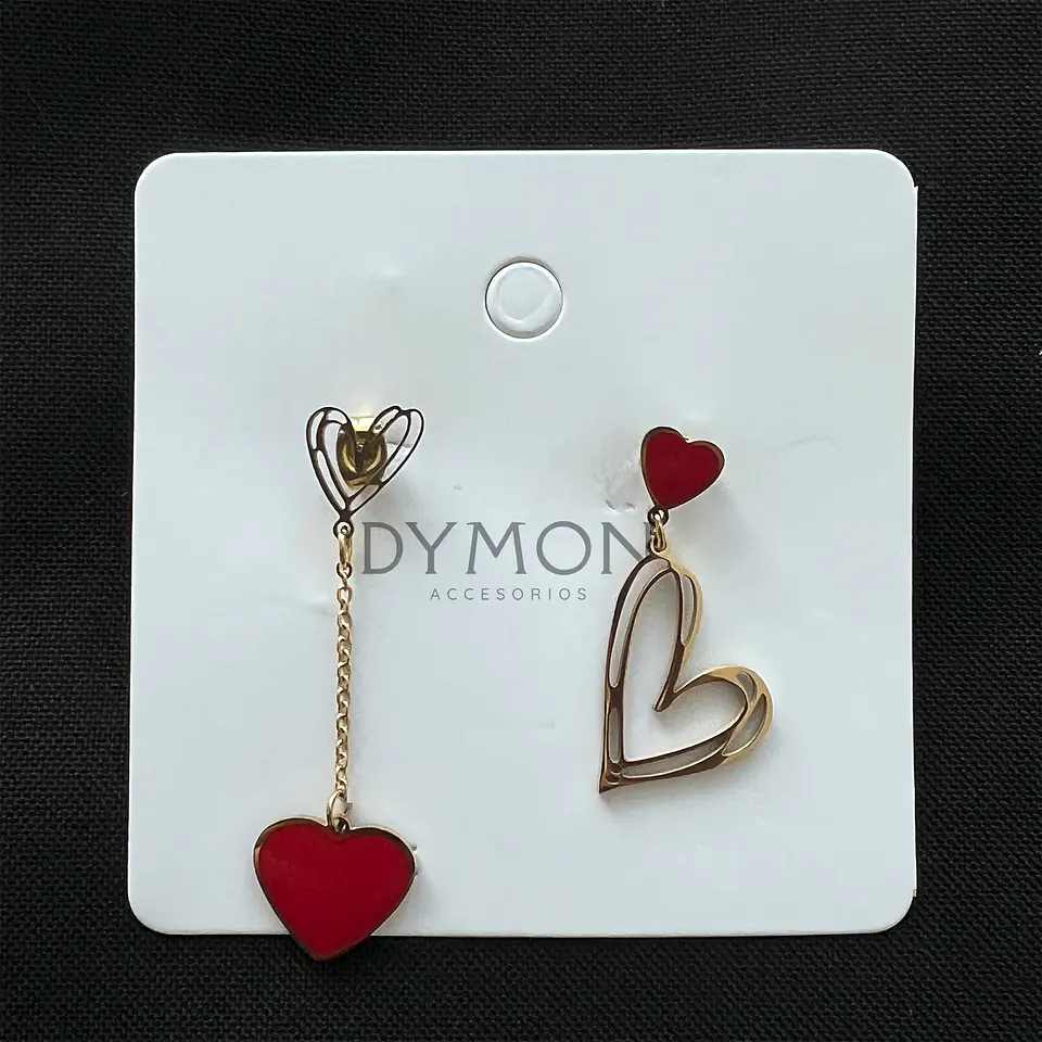 Aros Desigual Corazón Colgantes - Acero Bañado En Oro 18k 4
