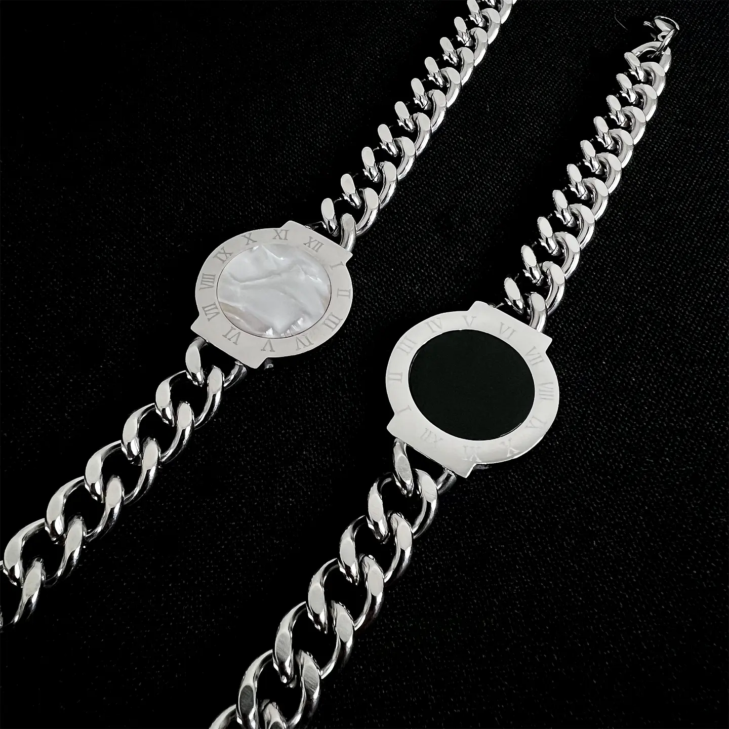 Pulsera Grumet Número Romano Reversible Acero Inoxidable 18k 6