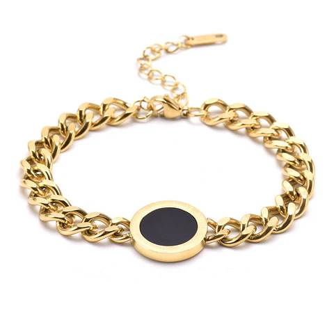 Pulsera Grumet Número Romano Reversible Acero Inoxidable 18k