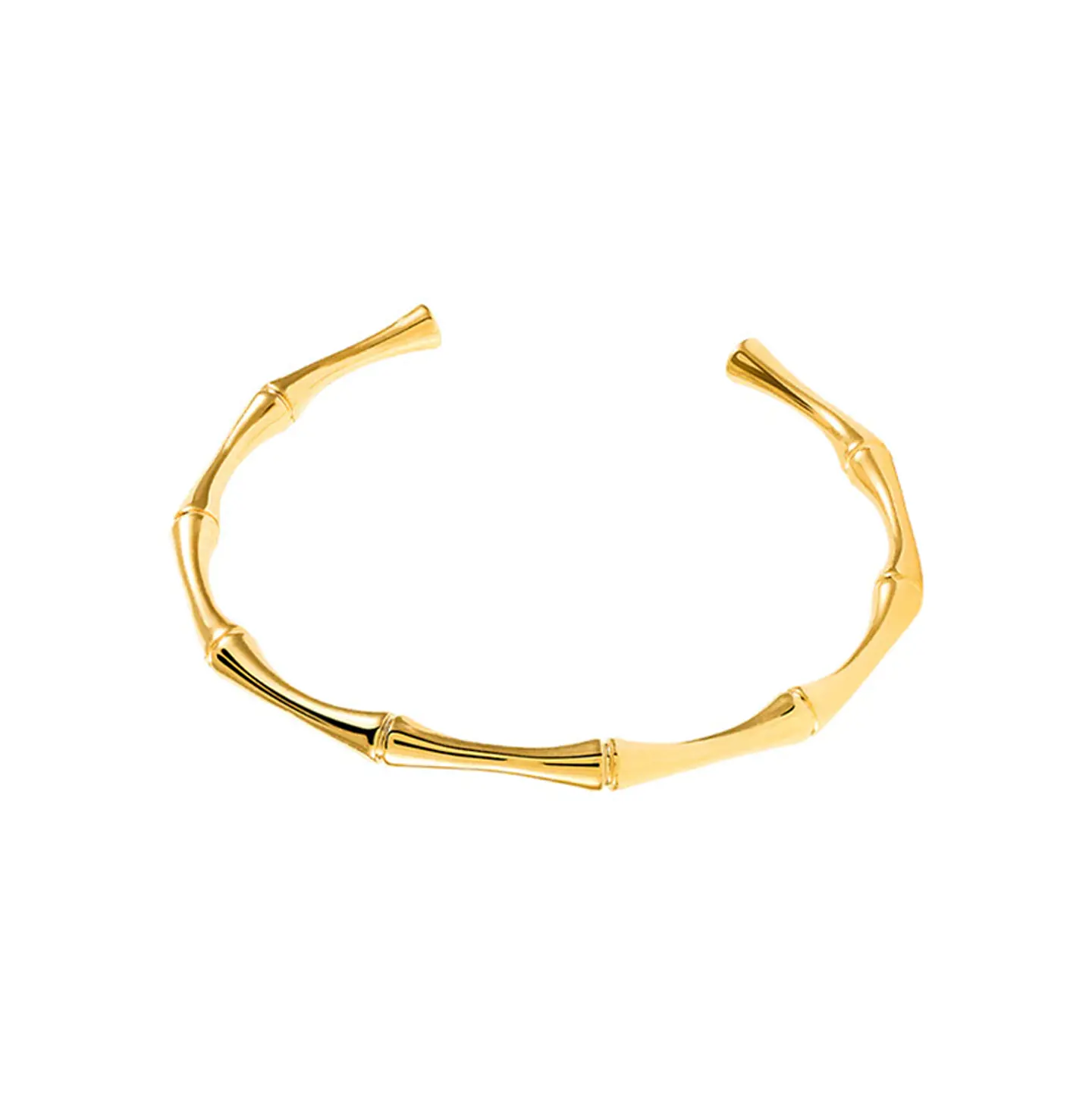 Brazalete - Pulseras Abierta Bambú Acero Bañado En Oro 18k 1
