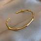 Brazalete - Pulseras Abierta Bambú Acero Bañado En Oro 18k - Miniatura 2