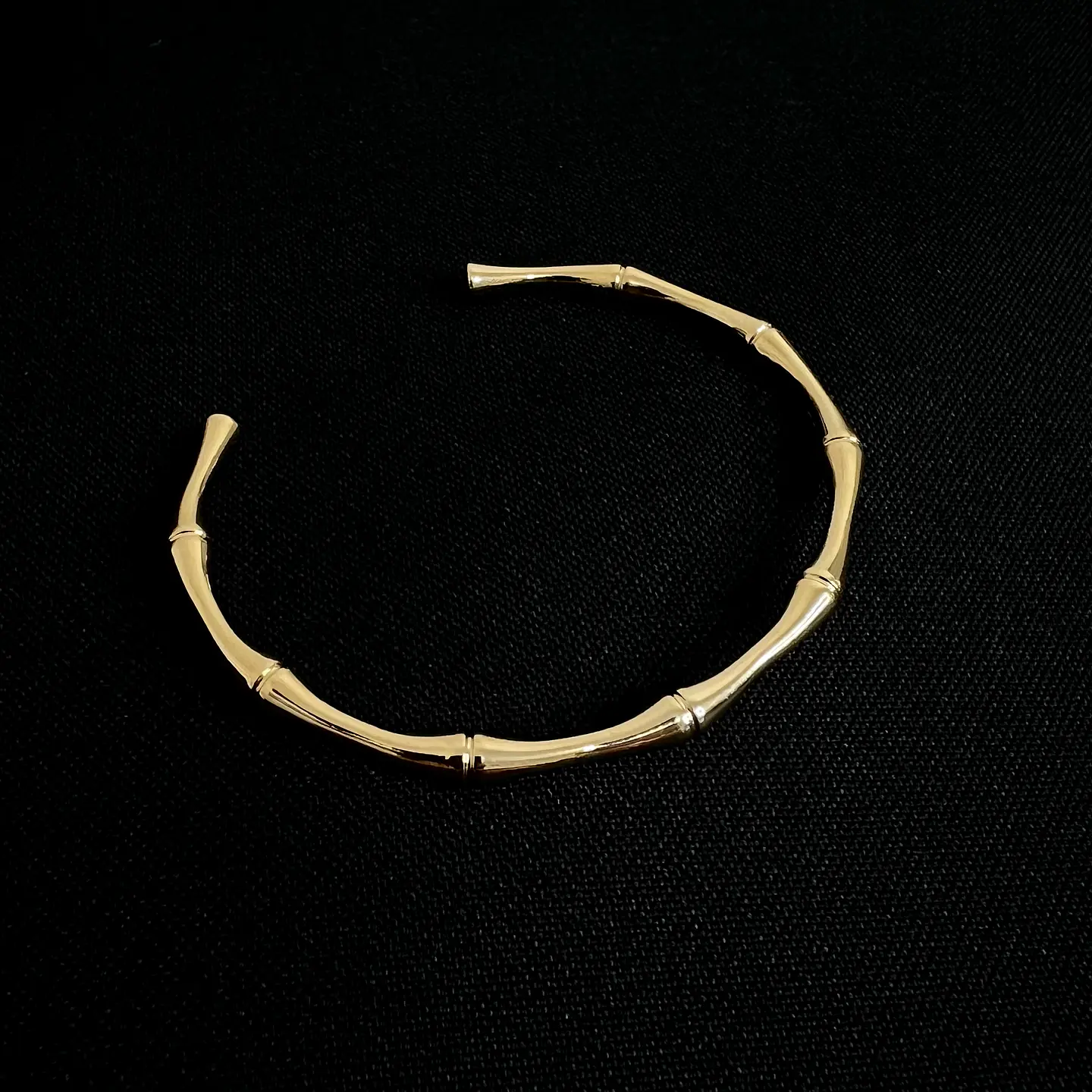 Brazalete - Pulseras Abierta Bambú Acero Bañado En Oro 18k 3