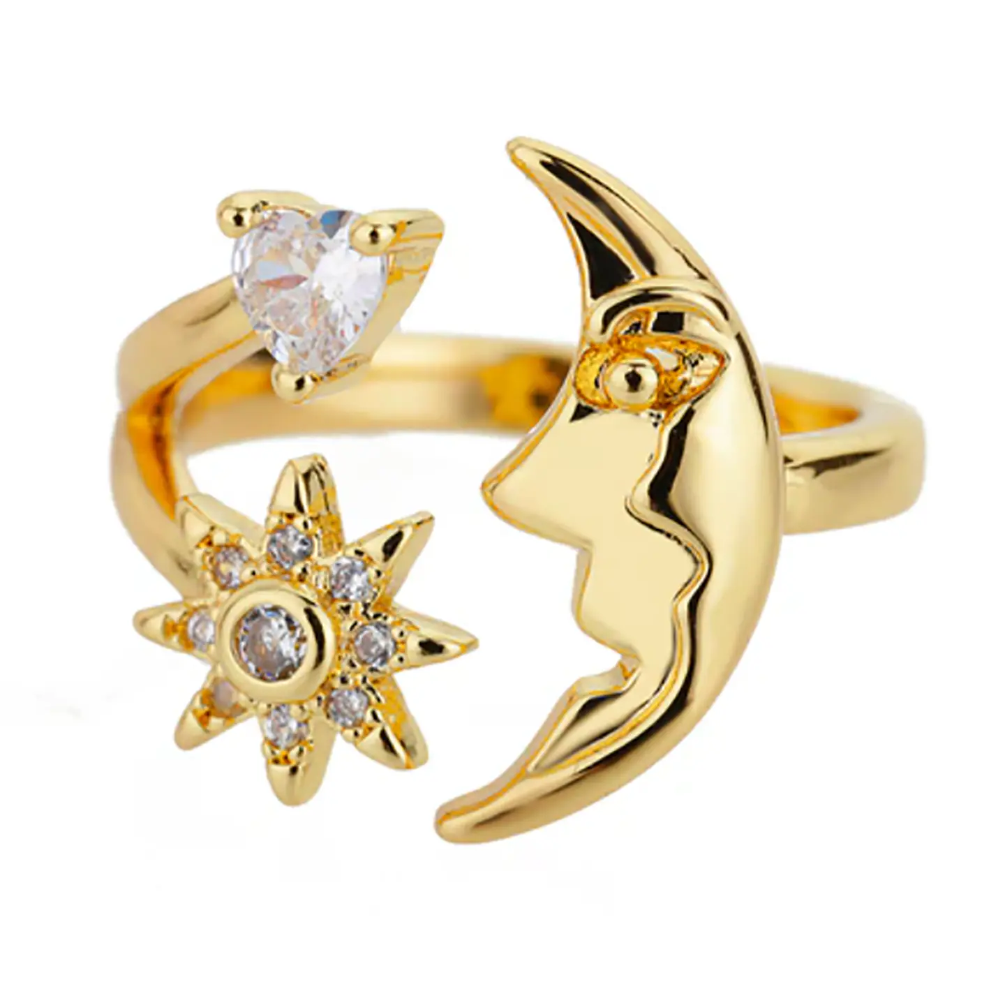 Anillo De Luna Estrellas Mujer Ajustable Acero Inoxidable 1