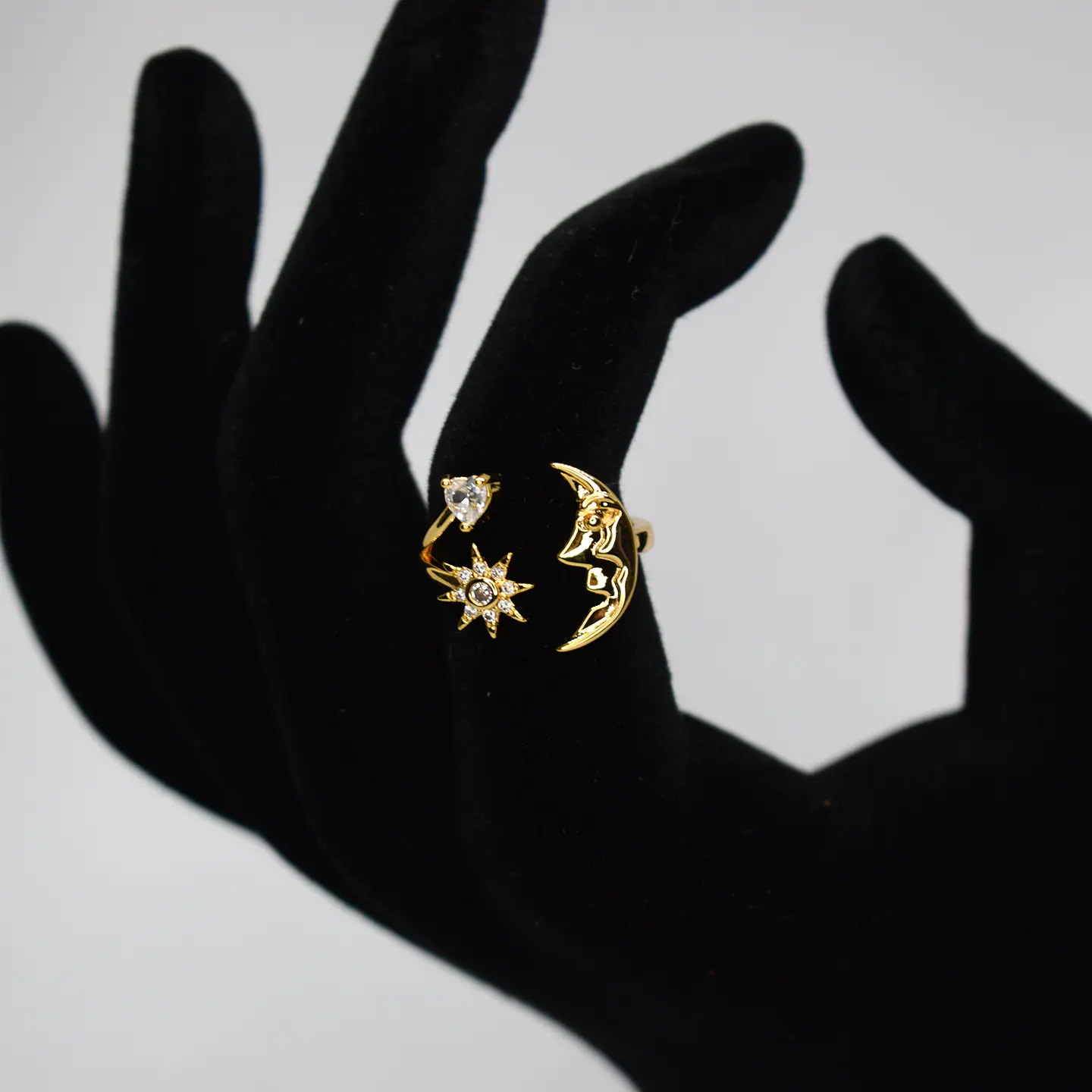 Anillo De Luna Estrellas Mujer Ajustable Acero Inoxidable 3