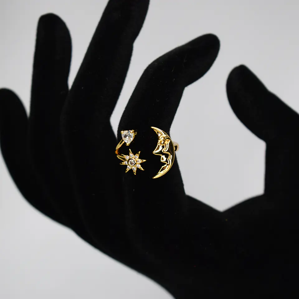 Anillo De Luna Estrellas Mujer Ajustable Acero Inoxidable 3