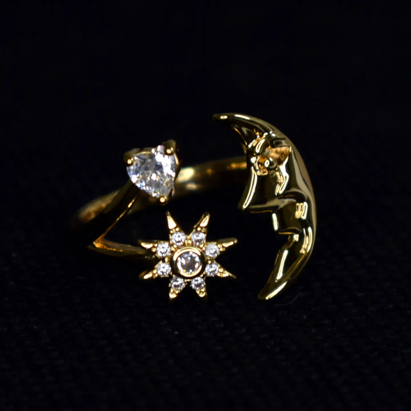 Anillo De Luna Estrellas Mujer Ajustable Acero Inoxidable 4
