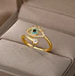 Anillo De Ojo Turco Mujer Ajustable Acero Inoxidable - Miniatura 3