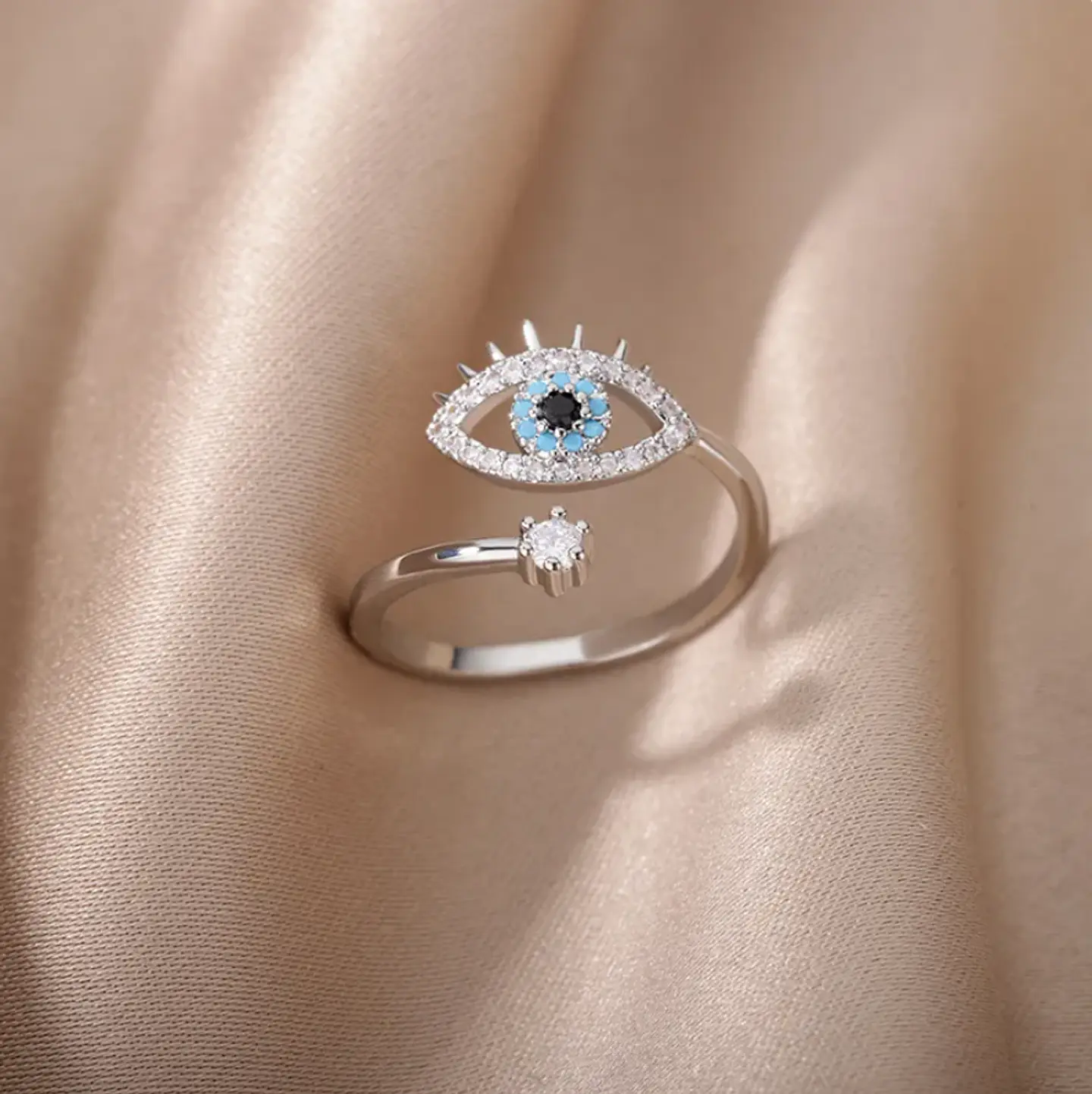 Anillo De Ojo Turco Mujer Ajustable Acero Inoxidable 4