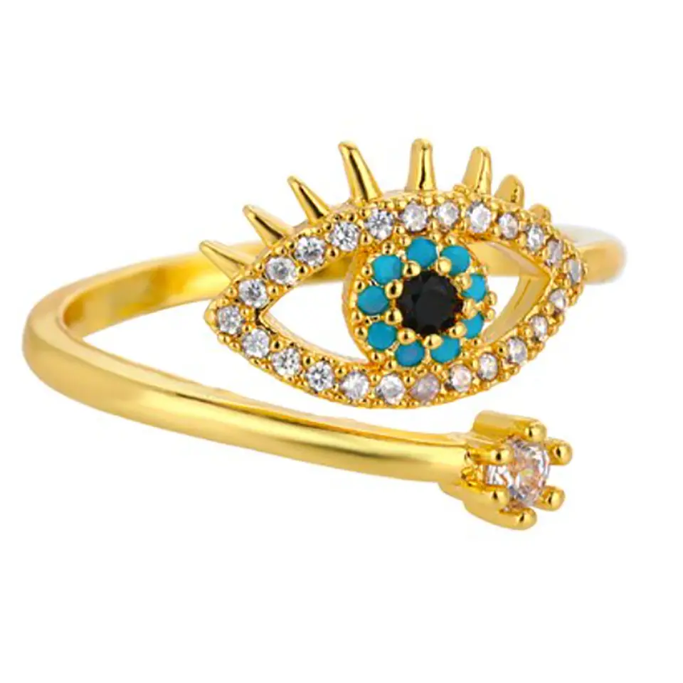 Anillo De Ojo Turco Mujer Ajustable Acero Inoxidable 1