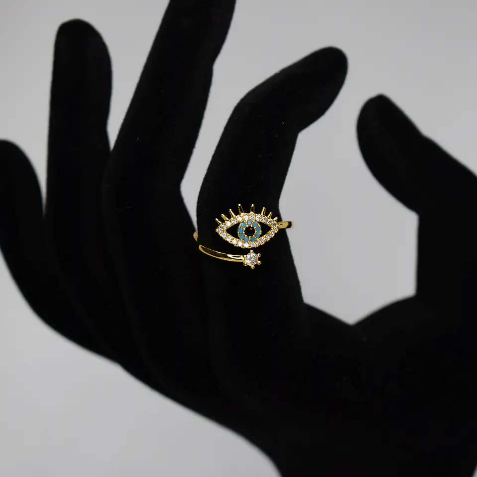 Anillo De Ojo Turco Mujer Ajustable Acero Inoxidable 6