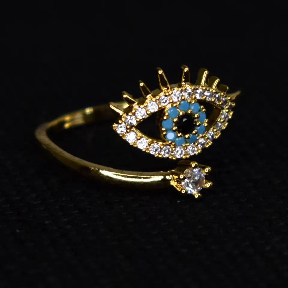Anillo De Ojo Turco Mujer Ajustable Acero Inoxidable 9