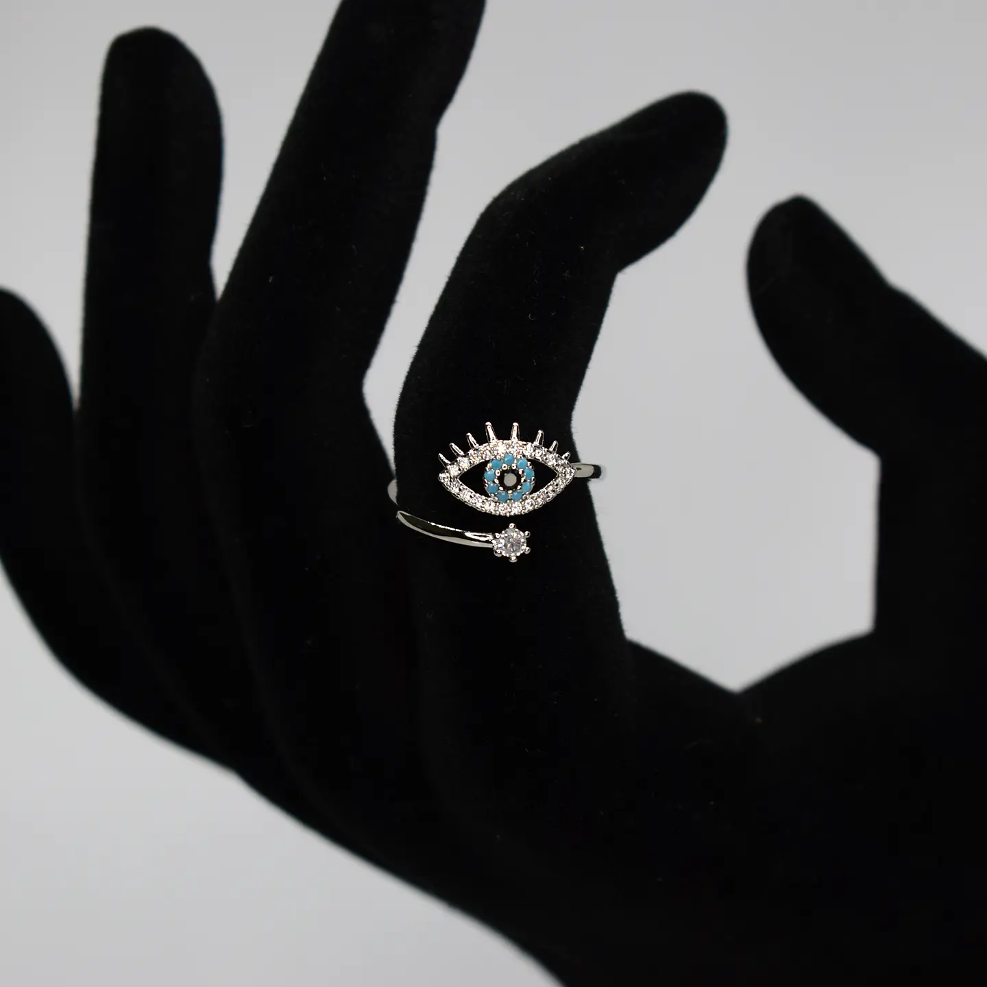 Anillo De Ojo Turco Mujer Ajustable Acero Inoxidable 7