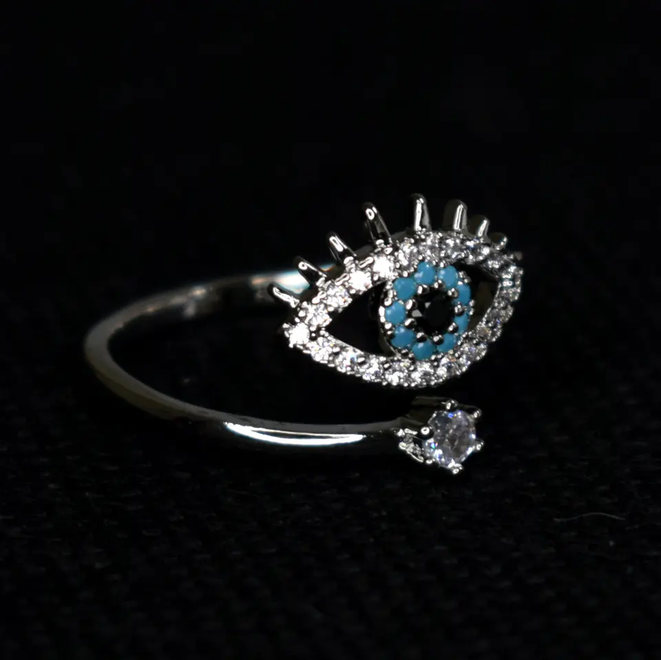 Anillo De Ojo Turco Mujer Ajustable Acero Inoxidable 10
