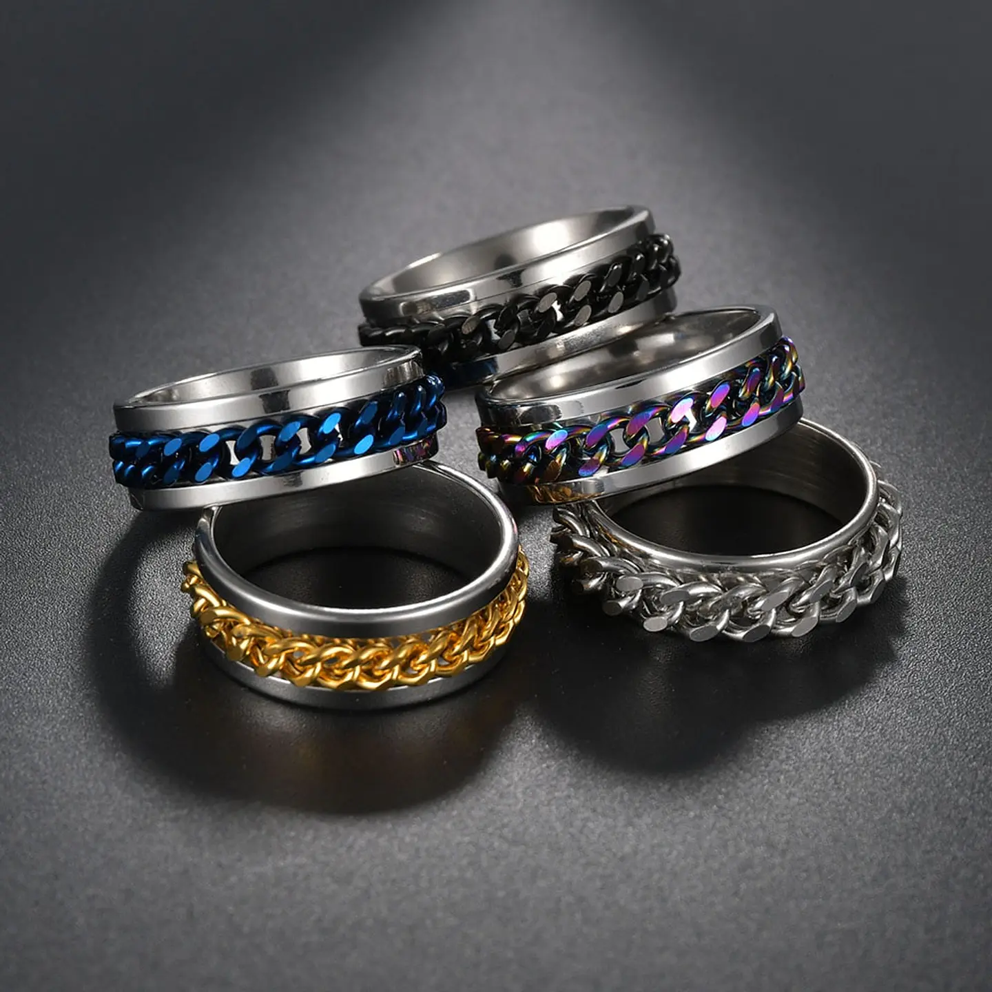 Anillo Cadena Antiestres Acero Inoxidable  5