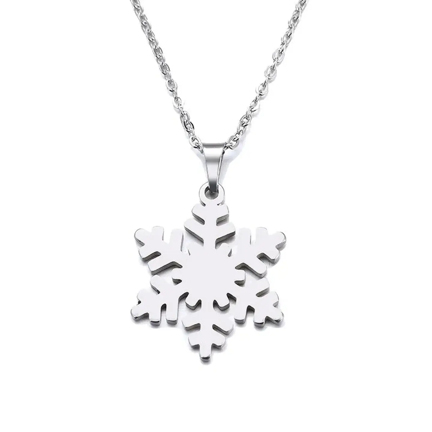 Collar Copo De Nieve Acero Inoxidable Colgante Unisex 1