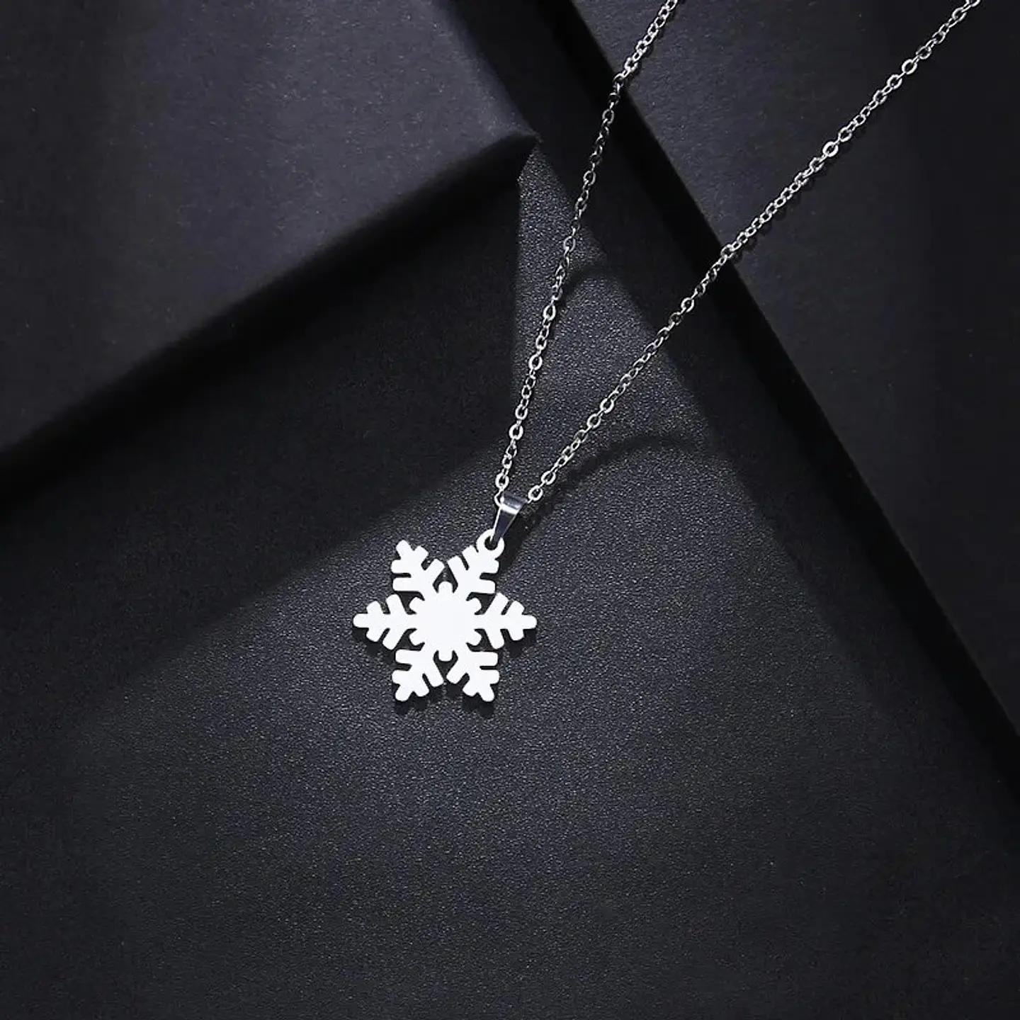 Collar Copo De Nieve Acero Inoxidable Colgante Unisex 4