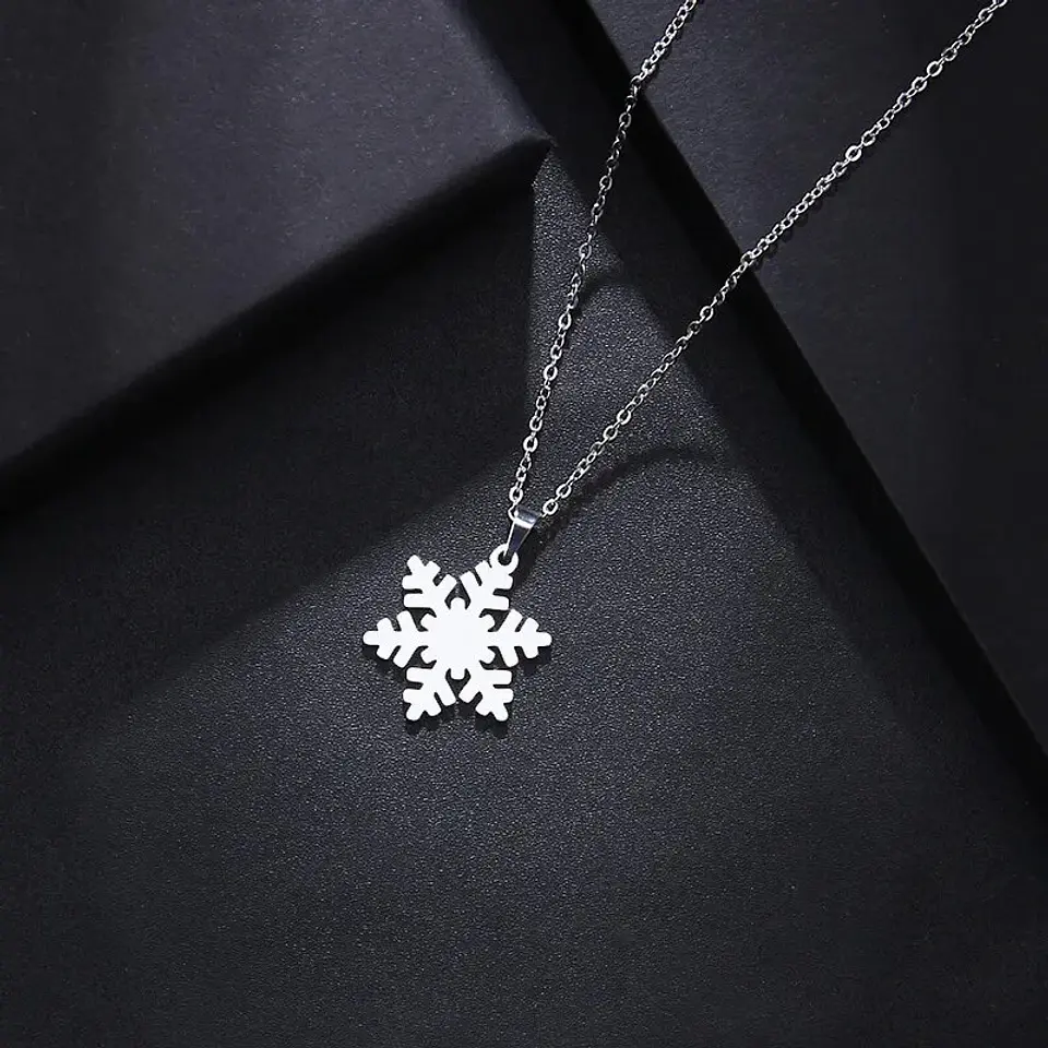 Collar Copo De Nieve Acero Inoxidable Colgante Unisex 4