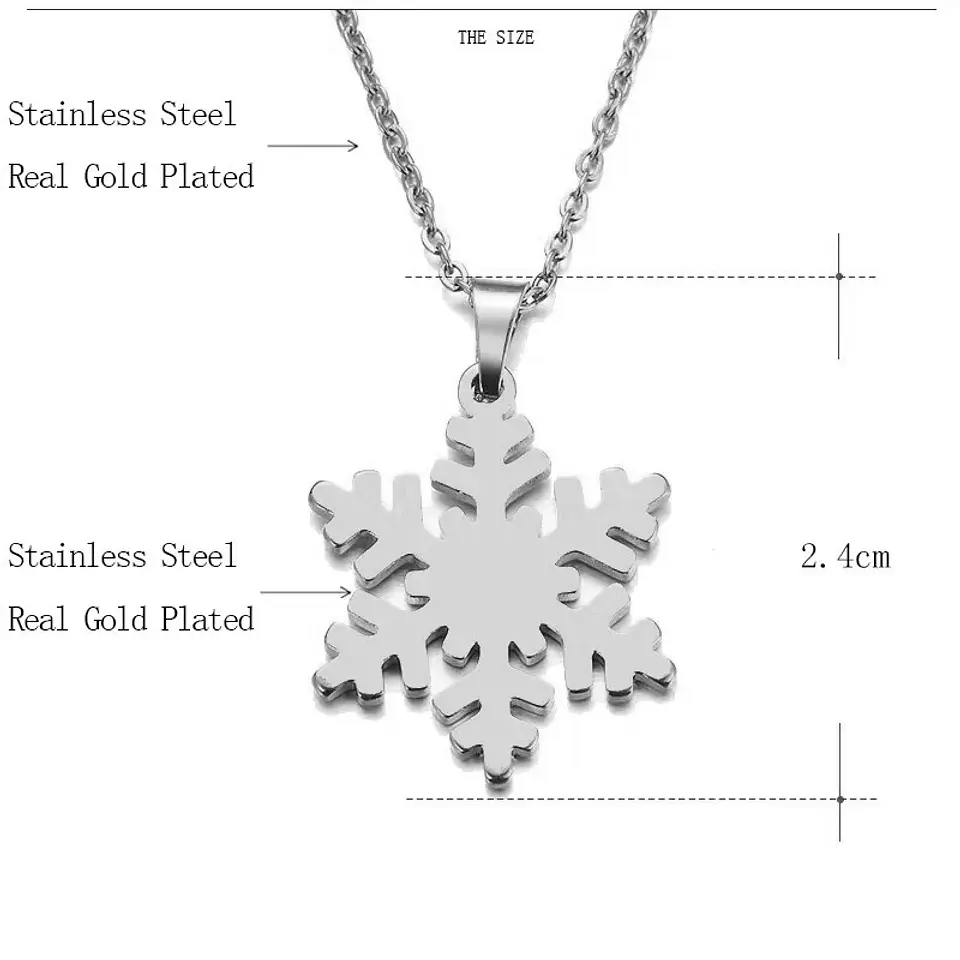 Collar Copo De Nieve Acero Inoxidable Colgante Unisex 3