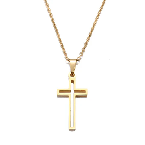 Collar Cruz Hueca Religión Acero Inoxidable Colgante Unisex