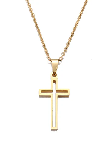 Collar Cruz Hueca Religión Acero Inoxidable Colgante Unisex