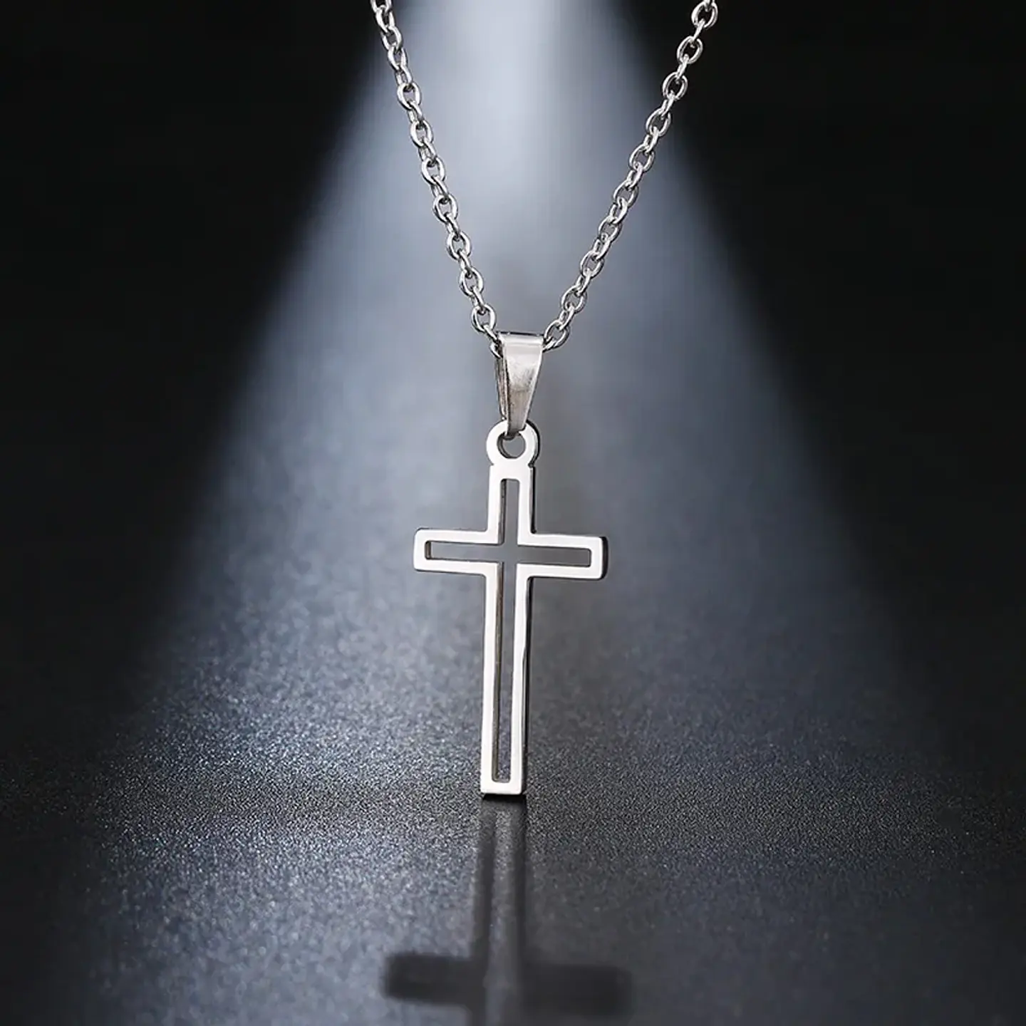 Collar Cruz Hueca Religión Acero Inoxidable Colgante Unisex 7