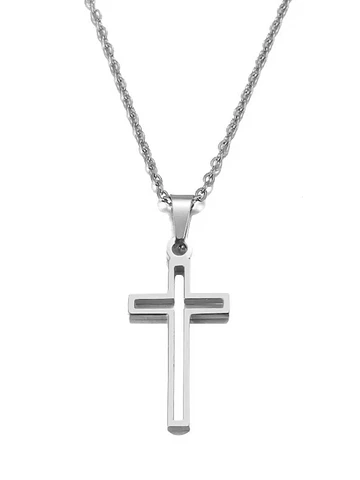 Collar Cruz Hueca Religión Acero Inoxidable Colgante Unisex