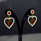 Aros Corazón Rojo Grande Colgantes - Acero Bañado En Oro 18k - Miniatura 3
