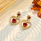 Aros Corazón Rojo Grande Colgantes - Acero Bañado En Oro 18k - Miniatura 4