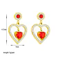 Aros Corazón Rojo Grande Colgantes - Acero Bañado En Oro 18k - Miniatura 2