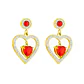 Aros Corazón Rojo Grande Colgantes - Acero Bañado En Oro 18k - Miniatura 1