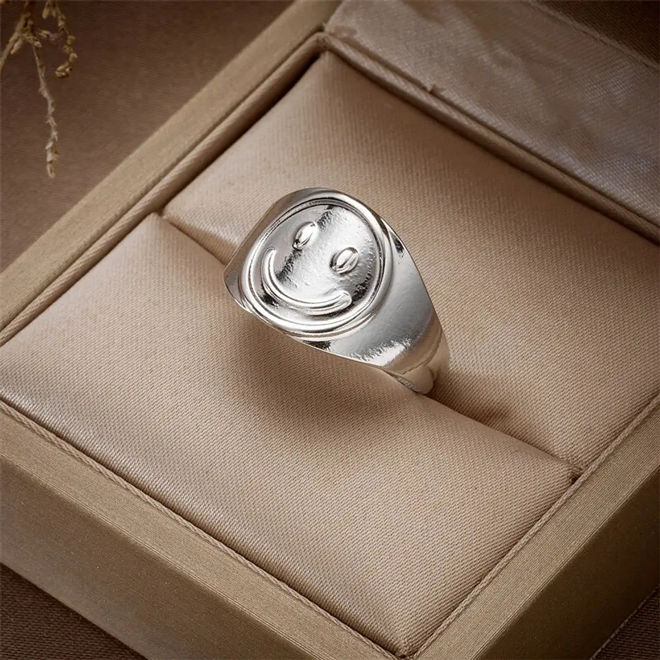 Anillo Sonrisa Smile Feliz Ajustable Acero Inoxidable Unisex 4