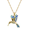 Collar Colibrí Azul Cadena En Acero Inoxidable - Bañado Oro 18k 1