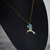 Collar Colibrí Azul Cadena En Acero Inoxidable - Bañado Oro 18k 2